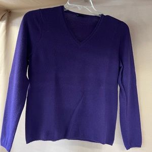 Cashmere purple V neck sweater Large